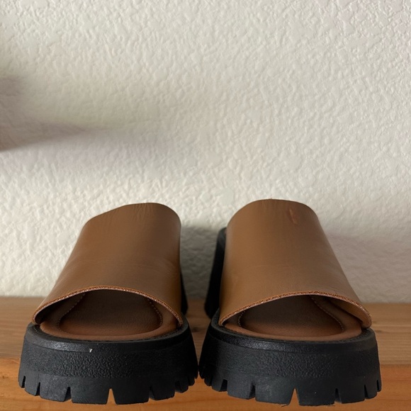 Free People Winona Wedge Sandal Brown Leather Slide Size 37/6.5 - Picture 7 of 9